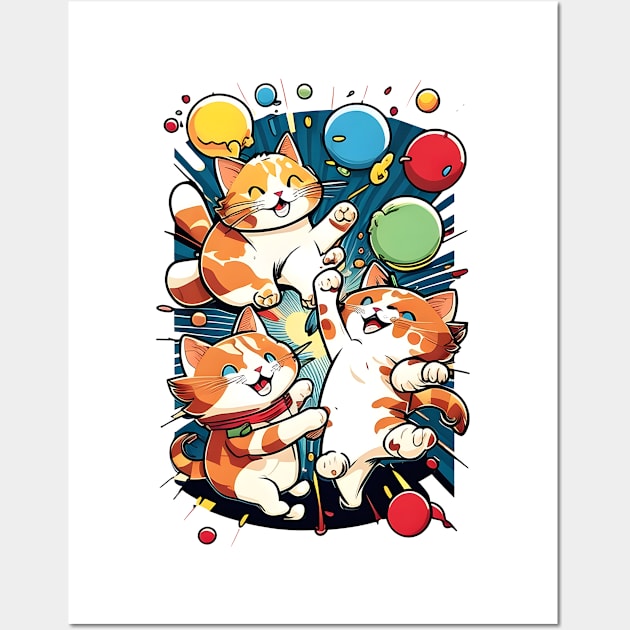 Cute Lucky Cat With Ball  - Funny Cats Wall Art by Matthew Ronald Lajoie